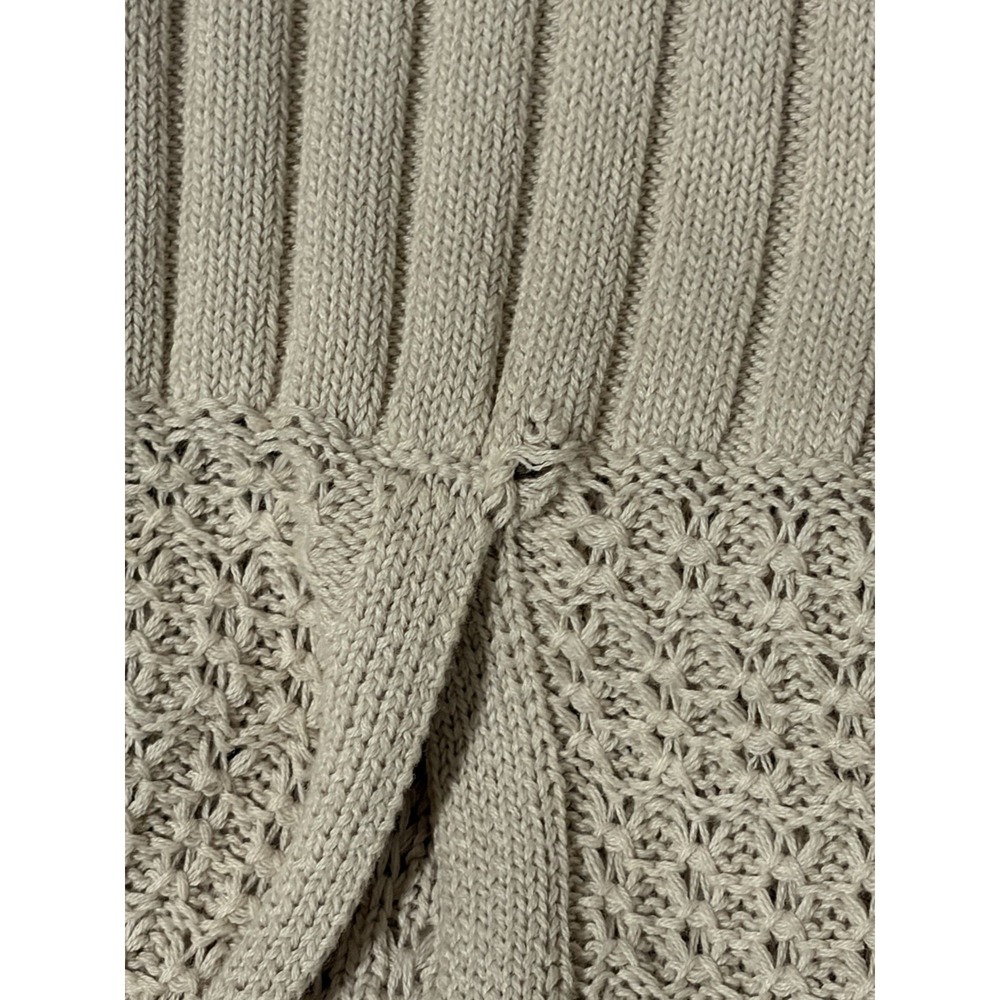 Free People XS Ribbed Knit Boho Maxi Skirt Beige Crochet Hem Festive Cottagecore - Picture 7 of 7